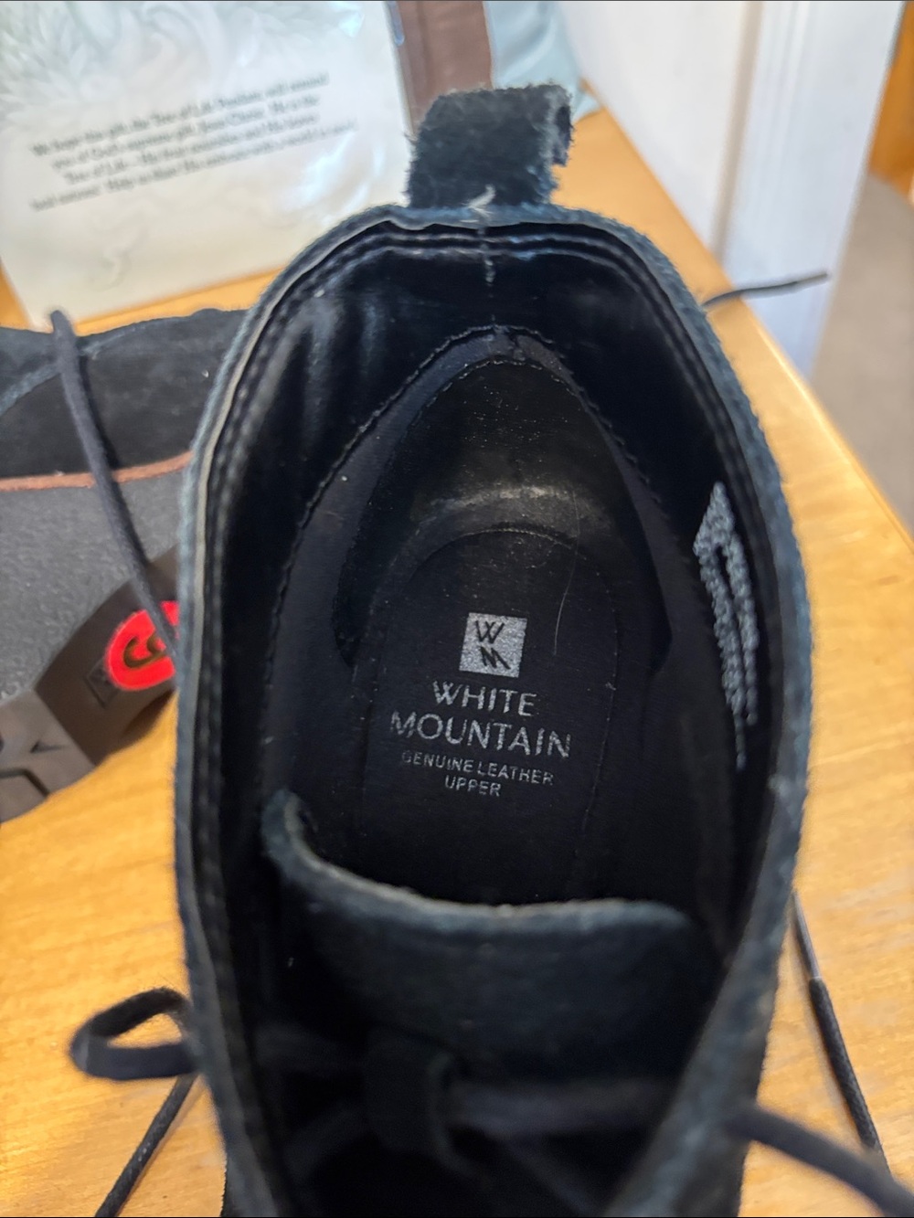White Mountain Black Suede Lace-Up Ankle Boots - Picture 4 of 6